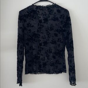 SHEIN Black Sheer Floral Blouse